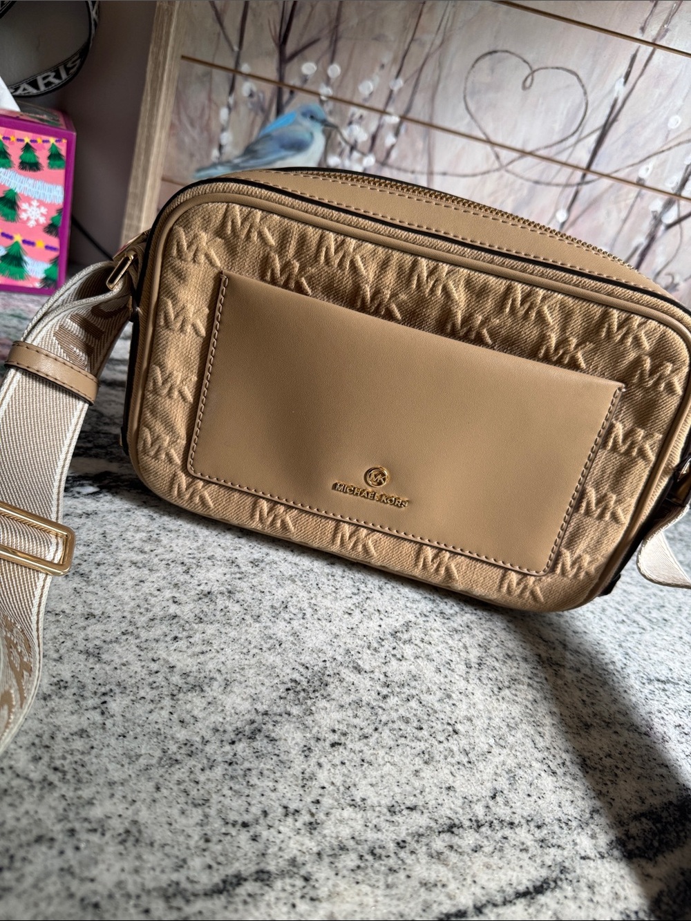 Michael Kors Beige/Tan Quilted Crossbody Messenger
